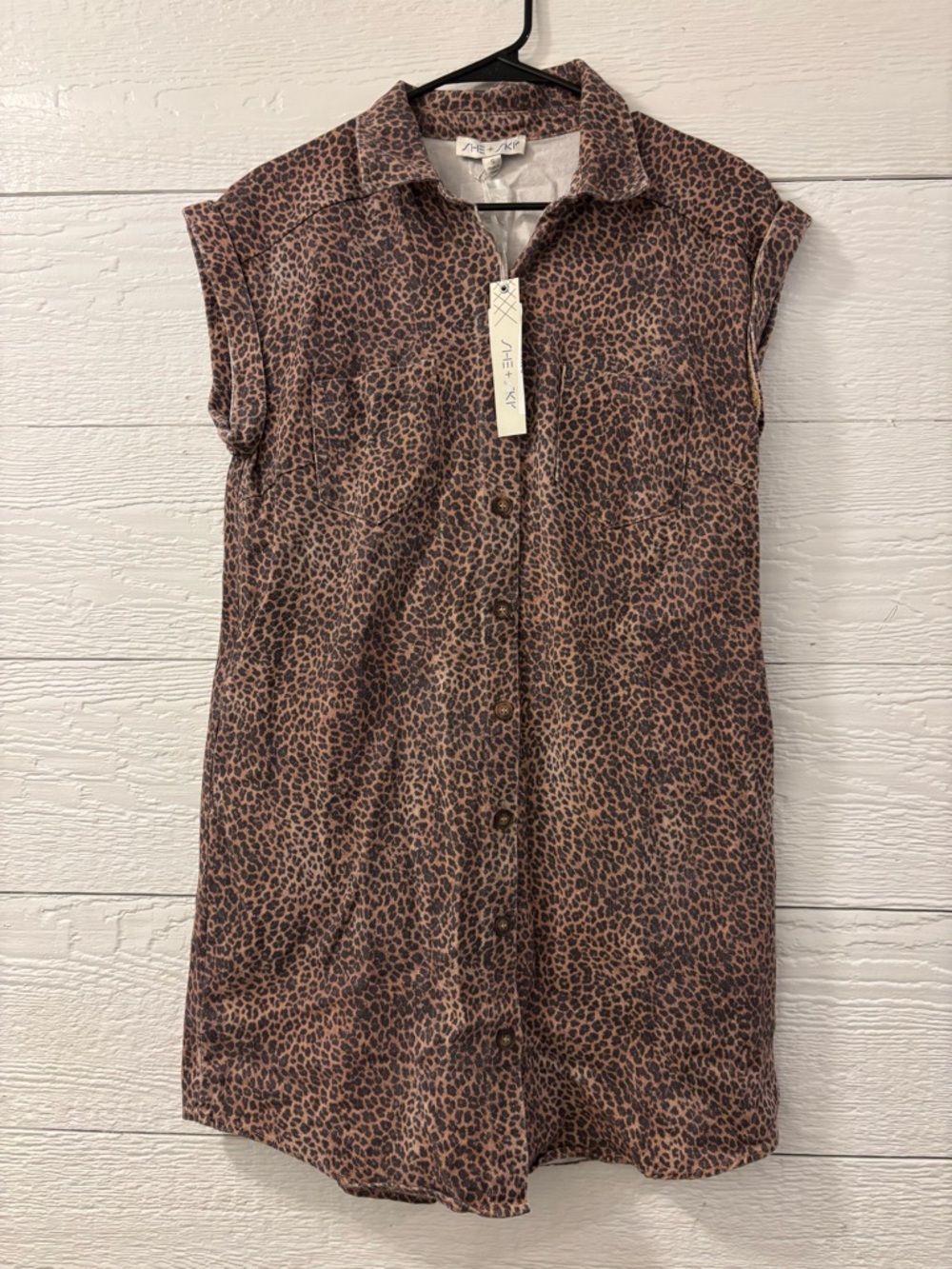 NEW SHE + SKY LEOPARD DENIM DRESS